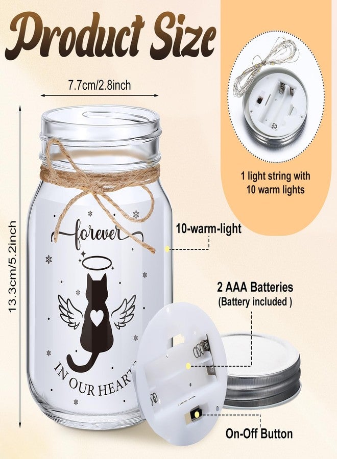 Glooglitter Cat Memorial Gifts for Loss of Cat Mason Jar Night Light Decor Pet Lover Sympathy Remembrance Gifts for Women Loss Loved Pet Bereavement Memorial Ornament - Image 2